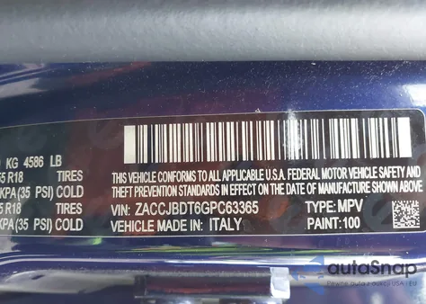 2016 Jeep Renegade Limited from USA, damaged, VIN ZACCJBDT6GPC63365